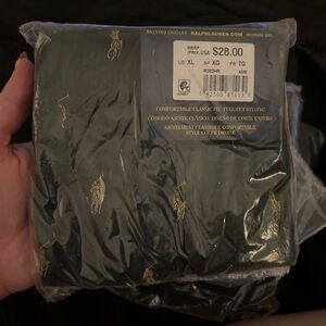 Ralph Lauren Dark Green and Blue Plaid Boxers with Gold Accents